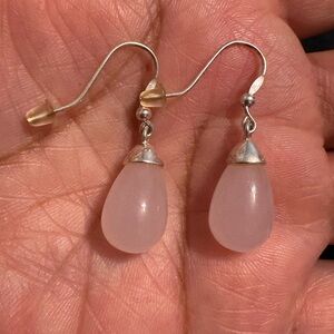 Silver 925 Teardrop Earrings With Rose Quartz